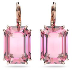 Swarovski Millenia rózsaszín téglalap alakú kristály rozé fülbevaló