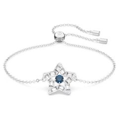 Swarovski Stella fehér kék kristályos ezüst színű karkötő