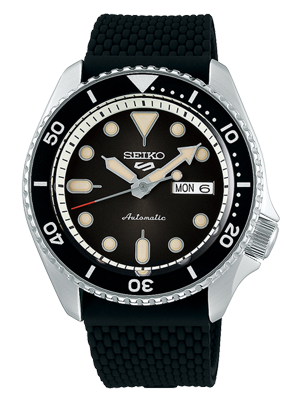 Seiko 5 Sports Suit Style fekete szilikon szíjas férfi óra