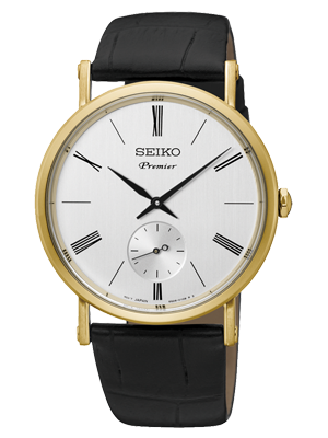 Seiko Klasszikus bőrszíjas arany színű kvarc férfi karóra