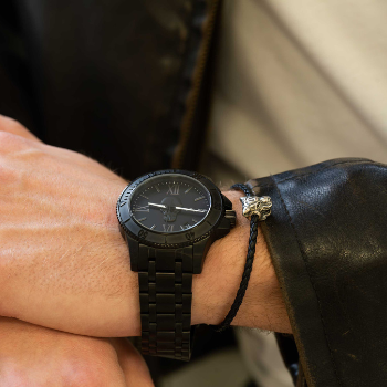 Thomas Sabo Fekete bőr karkötő tigrisfejjel Készlete