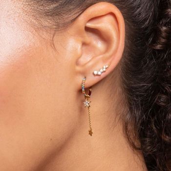 Thomas Sabo Fél pár aranyozott ezüst függő csillag fülbevaló dísz