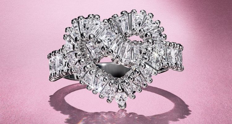 Swarovski Matrix ezüst színű szív koktélgyűrű