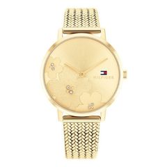 Tommy Hilfiger Tea arany színű virágos számlapos női óra