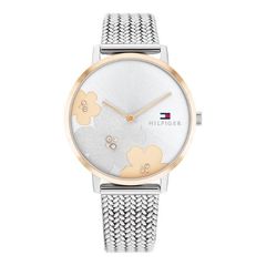 Tommy Hilfiger Tea ezüst színű női óra virágos számlappal