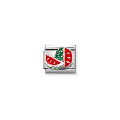 Nomination Görögdinnye cirkóniával és tűzzománccal ezüst charm