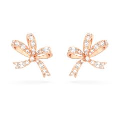 Swarovski Volta rozé színű bedugós fülbevaló kristály masnival