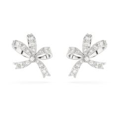 Swarovski Volta ezüst színű bedugós fülbevaló kristály masnival
