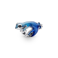 Pandora ékszer Fémes kék gekko ezüst charm