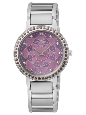 Seiko Solar lila mandala gyöngyház számlapos női óra