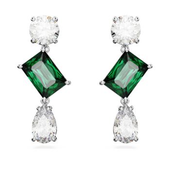 Swarovski Mesmera függő fülbevaló zöld és fehér kristállyal