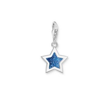 Thomas Sabo Ezüst csillag charm kék glitteres tűzzománccal