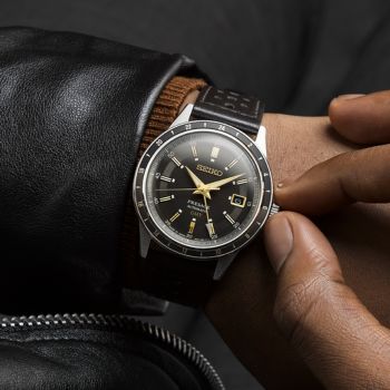 Seiko Presage Style 60's fekete és arany GMT férfi karóra