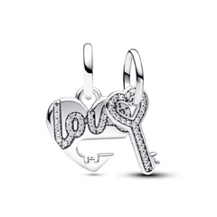 Pandora ékszer Osztható szív és kulcs dupla függő ezüst charm
