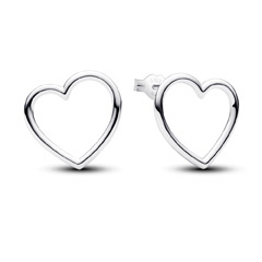 Pandora ékszer Aszimmetrikus szív ezüst bedugós fülbevaló