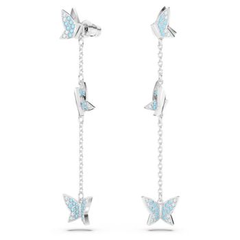 Swarovski Lilia ezüst színű függő fülbevaló kék pillangóval