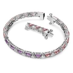 Swarovski Ortyx ezüst színű karkötő fehér és rózsaszín háromszög alakú kristállyal