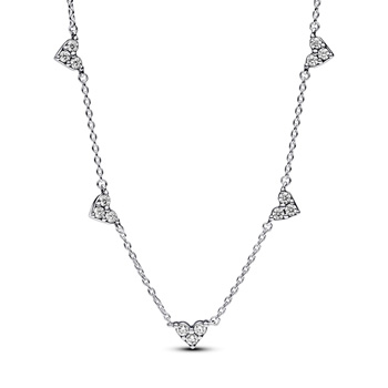 Pandora ékszer Tripla köves szivek ezüst nyaklánc