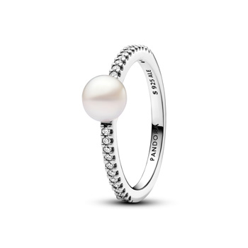 Pandora ékszer Ezüst gyűrű tenyésztett gyönggyel és pávé cirkóniával