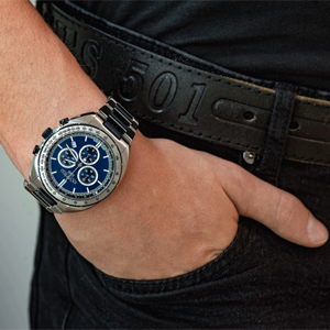 Roamer Power Chrono ezüst kék kronográf férfi óra