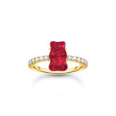 Thomas Sabo Aranyozott ezüst gyűrű piros Haribo gumi macival