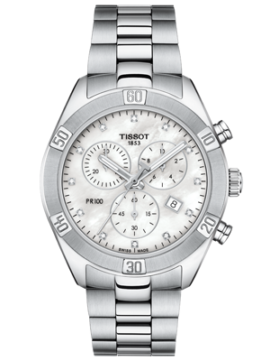 Tissot PR 100 Lady Sport Chic chronograph ezüst színű női óra gyémánttal T1019171111600 Tissot PR 100 Lady Sport Chic chronograph ezüst színű női óra gyémánttal
