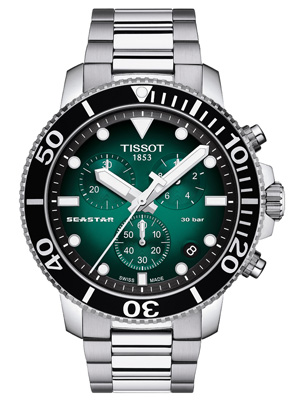 Tissot Seastar 1000 quartz zöld számlapos chronograph búváróra