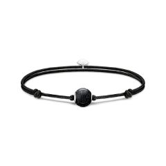 Thomas Sabo Állítható fekete textil karkötő ázsiai mintás matt obszidián gyönggyel