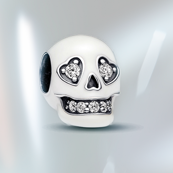 Pandora fehér koponya charm