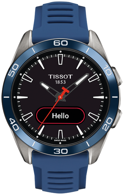Tissot T-Touch Connect Sport titánium kék szilikonszíjas solar hybrid okosóra