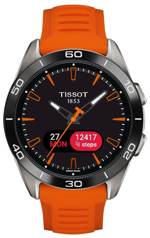 Tissot T-Touch Connect Sport titánium narancs szilikonszíjas solar hybrid okosóra