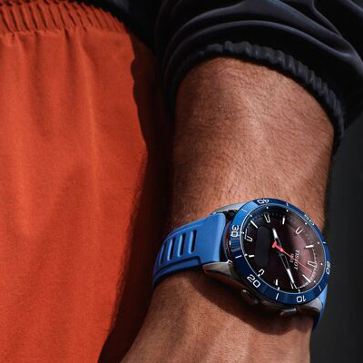 Tissot T-Touch Connect Sport titánium kék szilikonszíjas solar hybrid okosóra