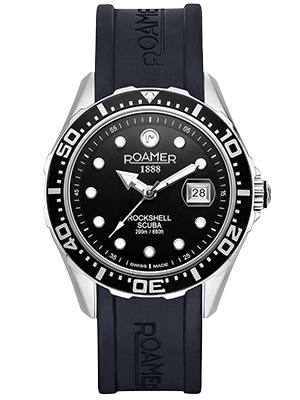 Roamer Rockshell Mark III Scuba fekete férfi búváróra fekete kaucsuk szíjjal