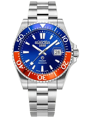 Roamer Premier kék piros számlapos automata férfi óra