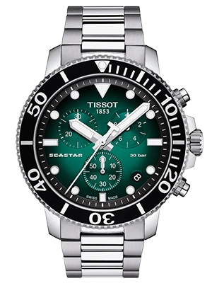 Tissot Seastar 1000 quartz zöld számlapos chronograph búváróra