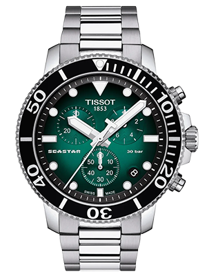 Tissot Seastar 1000 quartz zöld számlapos chronograph búváróra