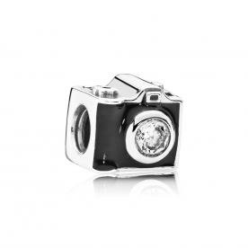 Pandora ékszer Fényképezőgép ezüst charm tűzzománccal cirkóniával