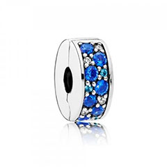 Pandora ékszer Kék ragyogó elegancia szilikonos ezüst klip