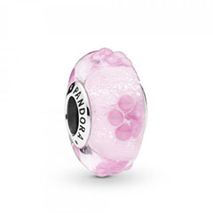 Pandora ékszer Rózsás muránói üveg charm
