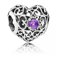 Pandora ékszer Születésköves szív február ezüst charm