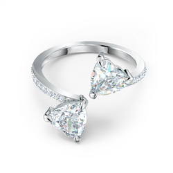 Swarovski Ezüst színű gyűrű dupla szív kristállyal