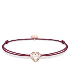 Thomas Sabo Bordó textil karkötő rozé szívvel