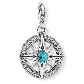 Thomas Sabo Iránytű ezüst charm türkizzel és cirkóniával