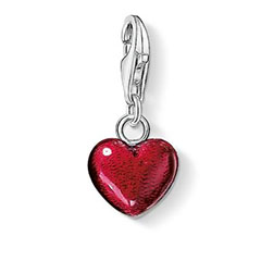 Thomas Sabo Piros szí­v tűzzománc ezüst charm