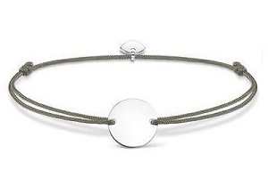 Thomas Sabo Szürke textil karkötő gravírozható kerek lappal