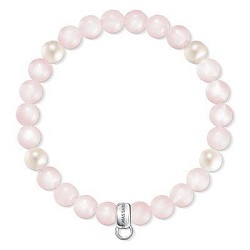 Thomas Sabo Tenyésztett gyöngy rózsakvarc gumis karkötő