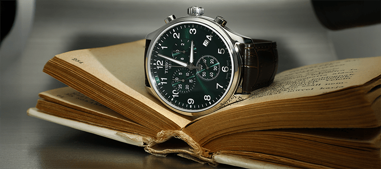 Tissot Chrono XL zöld számlapos bőr szíjas férfi óra