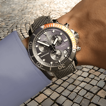 Tissot Seastar 1000 quartz szürke szövet szíjas chronograph búváróra