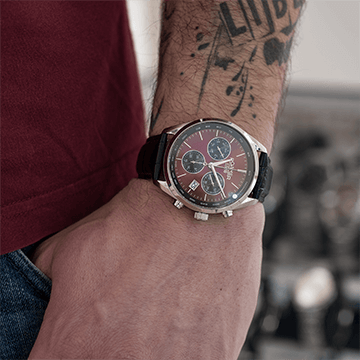 Roamer Pro Chrono bordó számlapos bőrszíjas chronograph férfi óra
